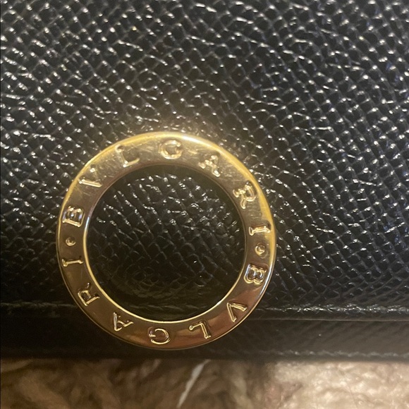 Bulgari Black Wallet with Gold Ring Detail - Picture 2 of 13